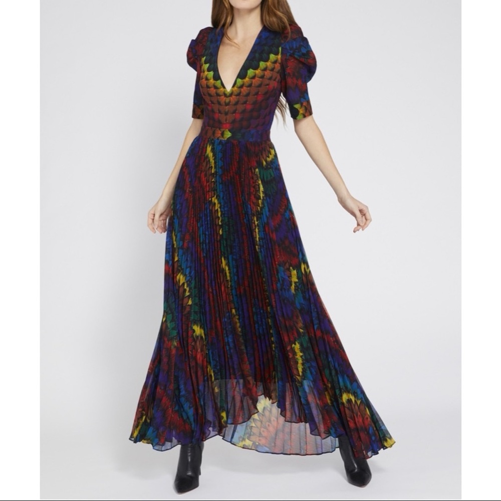 Alice + Olivia Haven Pleated High Low Dress